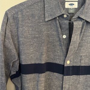 Men's Blue striped Button-Up Shirt